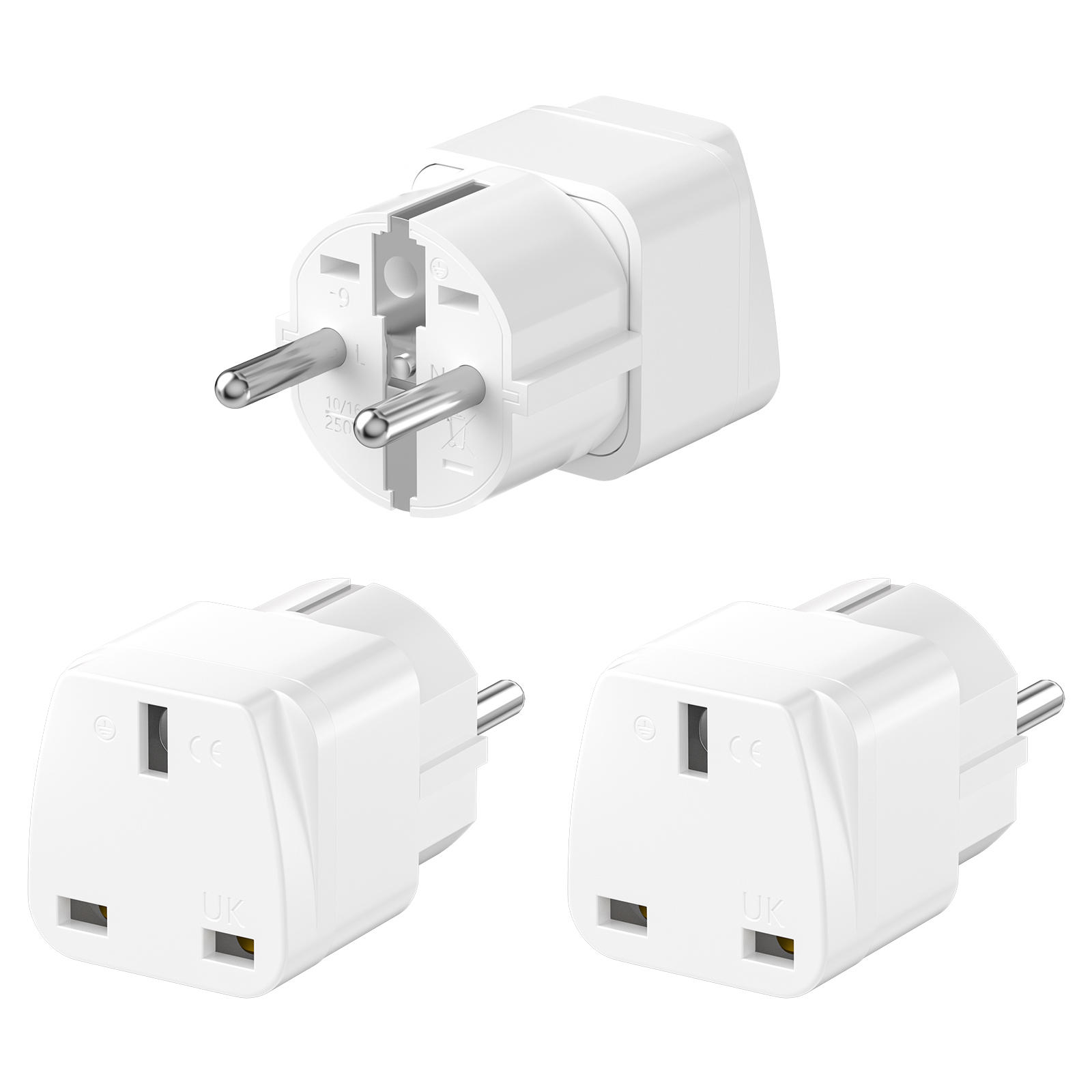 3PCS UK to EU Plug Adapter Eur - Women Accessories In Uk recension och pris